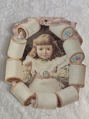 Vintage Clark's Spool Cotton Die Cut Store Display Advertising